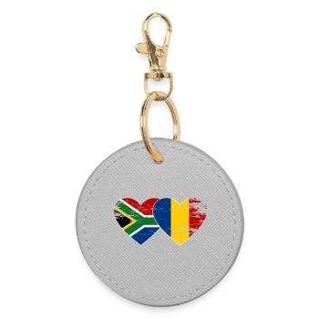 Afrique du Sud Roumanie Drapeaux Cœur - Porte-clés rond - bruyère - Devant