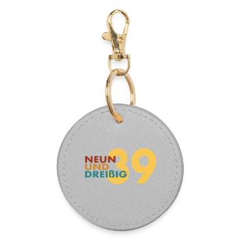39. Geburtstag Retro Geschenkidee - Runder Schlüsselanhänger - Grau - Vorne