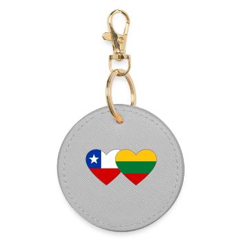 Chile_Estland_Flagge_Herz - Round Keyring - grey - Front
