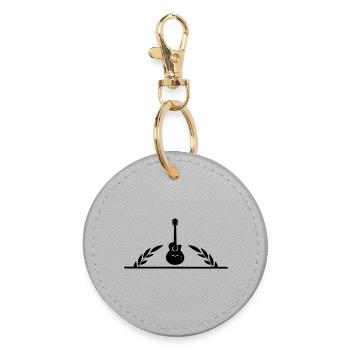 Guitar in half laurel wreath - Round Keyring - grey - Front