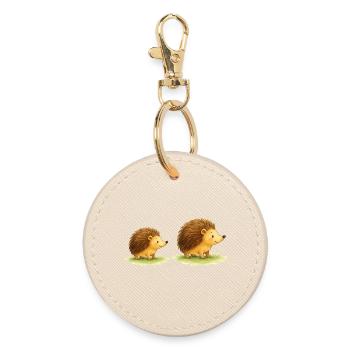 Cute hedgehogs for children's clothes - Round Keyring - oyster - Front