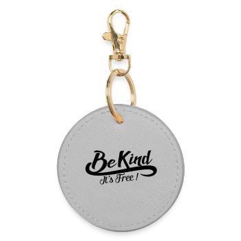 Sei freundlich, es ist kostenlos – Vintage Positive Black - Runder Schlüsselanhänger - Grau - Vorne