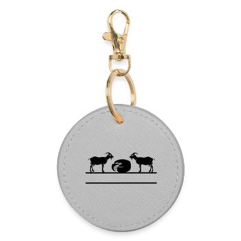 Ziegenkäse-Monogramm. - Runder Schlüsselanhänger - Grau - Vorne