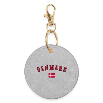 Flag of Denmark, Danish pride - Round Keyring - grey - Front