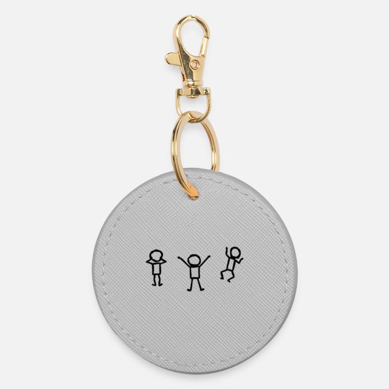 Three happy prostitutes in motion - Round Keyring - grey