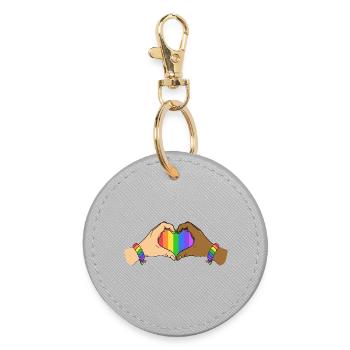 Stolz Herz Hände Einheit Regenbogen Liebe Unterstützt Kunst - Runder Schlüsselanhänger - Grau - Vorne