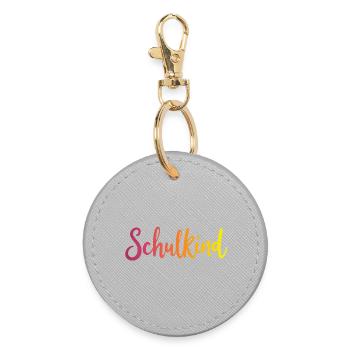 Schulkind Farbverlauf Rot-Gelb - Gradient Script - Runder Schlüsselanhänger - Grau - Vorne