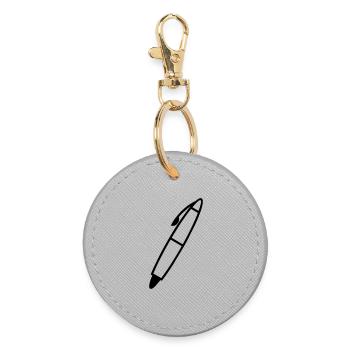 Schreiben Stift Schattenfigur transparent - Runder Schlüsselanhänger - Grau - Vorne