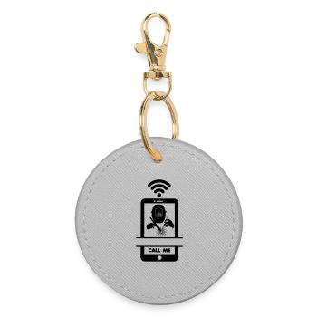 Call me phone welder - Round Keyring - grey - Front