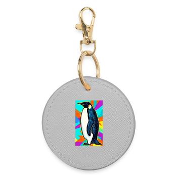 Pinguin - Runder Schlüsselanhänger - Grau - Vorne