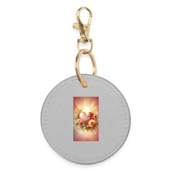 Heart of Love Mom Flower Circle - Round Keyring - grey - Front