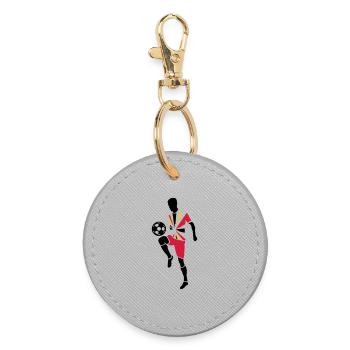 Joueur de foot avec ballon de foot - Porte-clés rond - bruyère - Devant