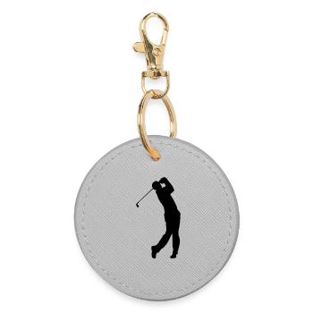 Golfer Schatten - Runder Schlüsselanhänger - Grau - Vorne