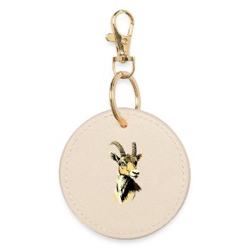Steinbock Ziege Alpensteinbock Capricorn Ziegen - Runder Schlüsselanhänger - Auster - Vorne