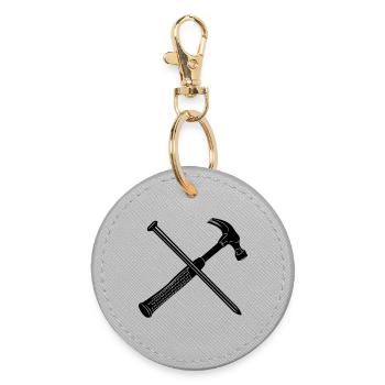 Hammer and nail - Round Keyring - grey - Front