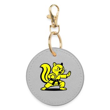 Karate Eichhörnchen! - Runder Schlüsselanhänger - Grau - Vorne