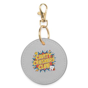 Pediatric Dentist Cavity Crushers Dental Health - Round Keyring - grey - Front