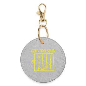 Bird in a cage – Got Too Silly - Round Keyring - grey - Front