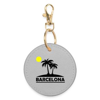 Barcelona Strand  - Runder Schlüsselanhänger - Grau - Vorne
