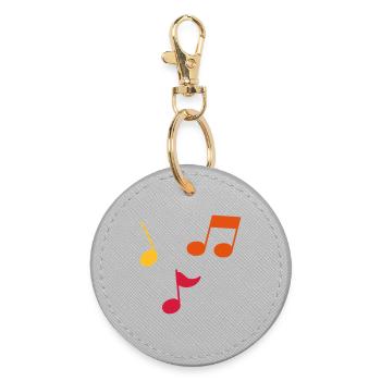 Musiknoten – 3 Farben - Runder Schlüsselanhänger - Grau - Vorne