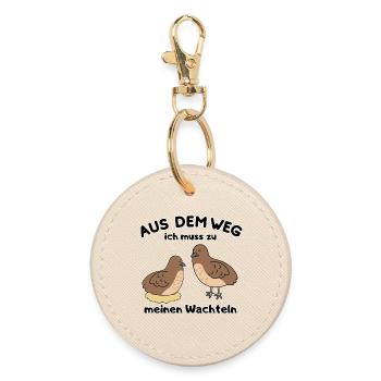 Aus dem Weg Wachteln - Lustiges Vogel Design - Runder Schlüsselanhänger - Auster - Vorne