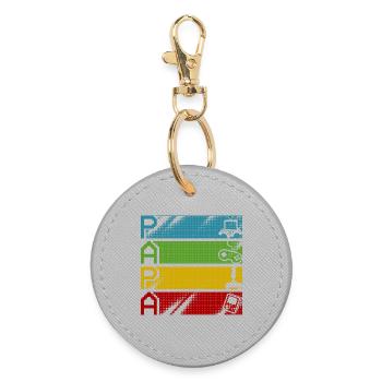 Retro Gamers Pixel Multicolor - Runder Schlüsselanhänger - Grau - Vorne