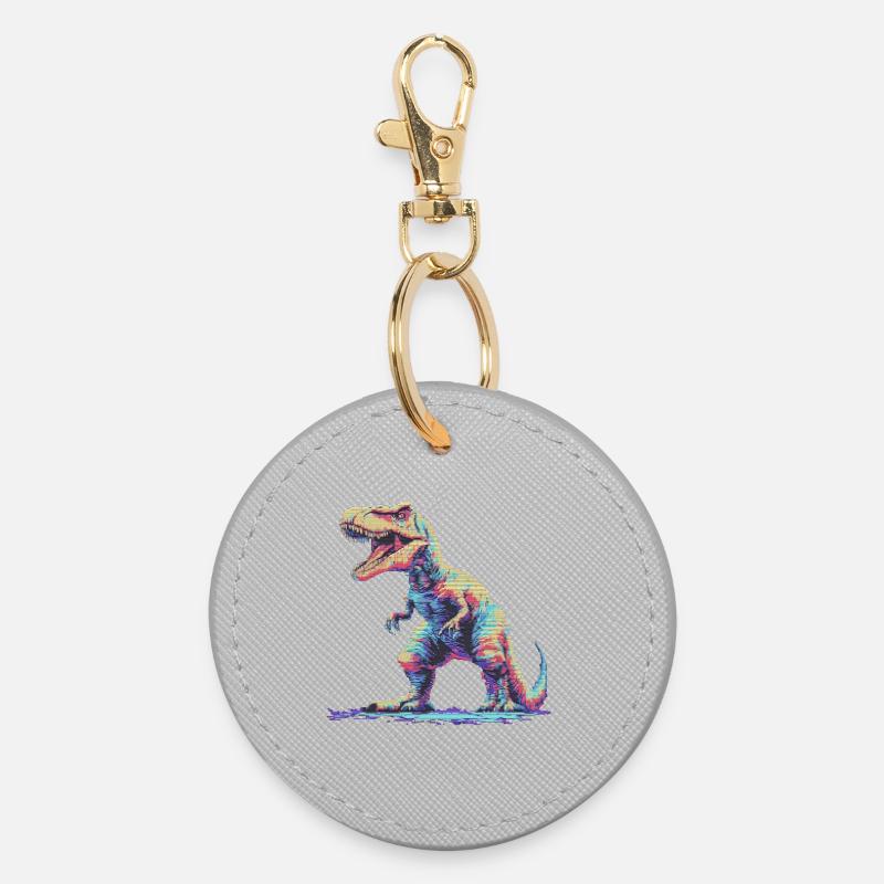Jeu de pixels Dino Tyrannosaurus - Porte-clés rond - bruyère