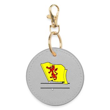 Flag South Holland text banner - Round Keyring - grey - Front
