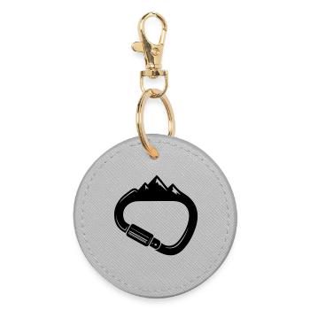 Karabiner und Berge – Einfach Klettern - Runder Schlüsselanhänger - Grau - Vorne