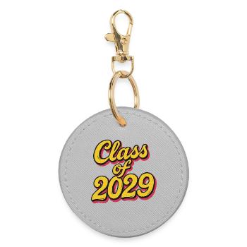 Class of 2029 Retro Script - Round Keyring - grey - Front