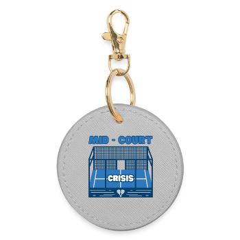 Padel Mid Court Crisis - Funny Padel Gift - Round Keyring - grey - Front