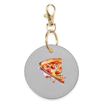 Aquarell Pizza  - Runder Schlüsselanhänger - Grau - Vorne