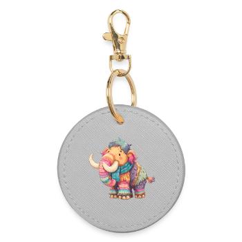 Mammouth coloré avec écharpe - Porte-clés rond - bruyère - Devant
