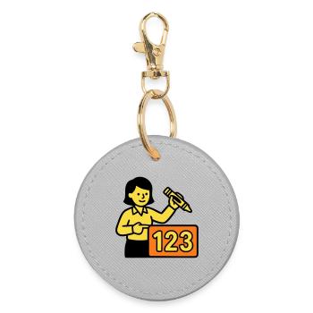 Teacher Math 123 School - Round Keyring - grey - Front