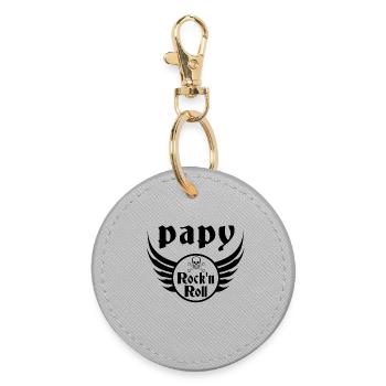Papy Rock'n Roll Skull Ailes Vintage - Porte-clés rond - bruyère - Devant