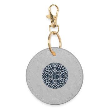 Torus, Heilige Geometrie - Runder Schlüsselanhänger - Grau - Vorne