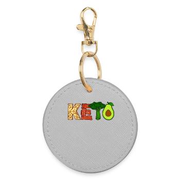 Healthy Eating Diet Ketogen Vegetarian Vegan - Round Keyring - grey - Front