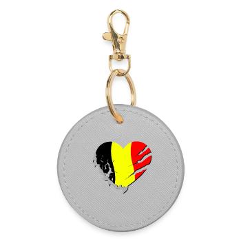 Belgie - Belgica - Belgien - Runder Schlüsselanhänger - Grau - Vorne
