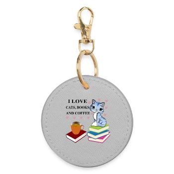 livres et café doux belle lecture - Porte-clés rond - bruyère - Devant