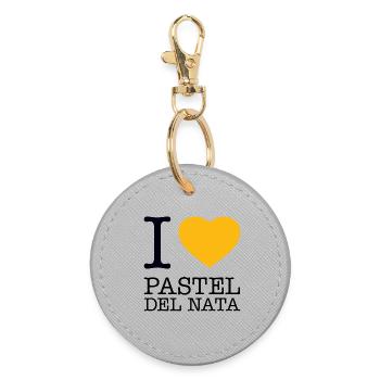 I LOVE PASTEL DEL NATA Portugal Cake - Runder Schlüsselanhänger - Grau - Vorne