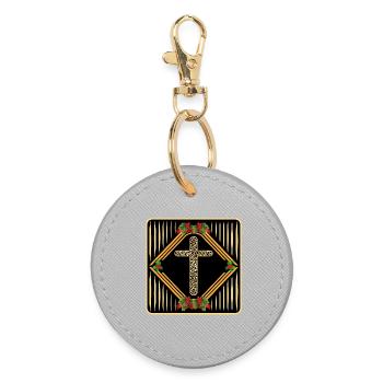 Christmas Gifts Religion - CHRISTIAN CROSS - Round Keyring - grey - Front