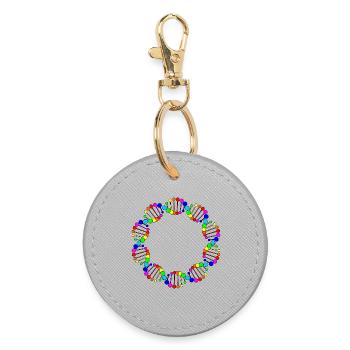 DNA rainbow dna - Round Keyring - grey - Front