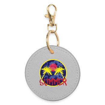 Sommer unter Palmen am Strand Sommerurlaub - Runder Schlüsselanhänger - Grau - Vorne