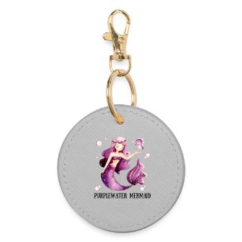 Purple-Water Mermaid - Round Keyring - grey - Front