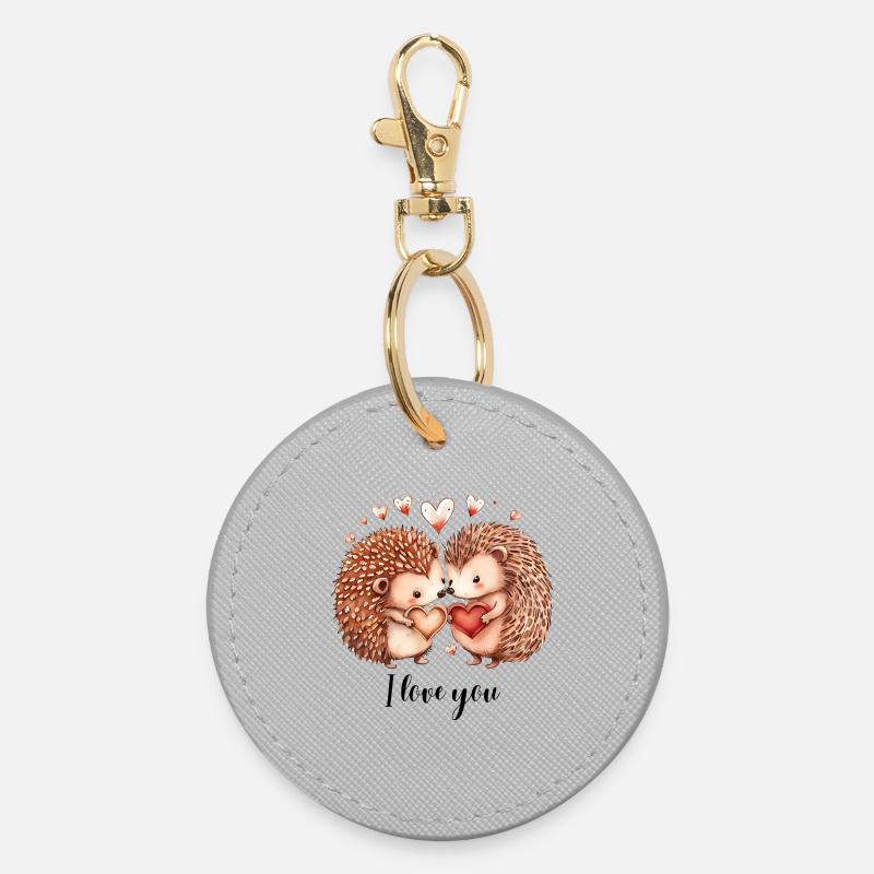 Loving hedgehogs - Round Keyring - grey