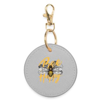Bee Happy Illustration - Round Keyring - grey - Front