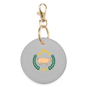 Pig stained in laurel wreath - Round Keyring - grey - Front