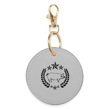Pig transparent pig in laurel wreath - Round Keyring - grey - Front