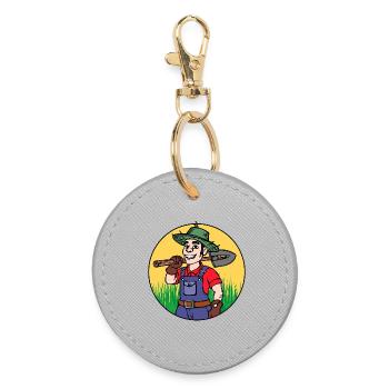 Farmer Job Work Earn Money Worker - Round Keyring - grey - Front