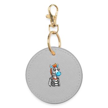 Zebra Lustige Cartoon Kawaii Jacke Sonnenbrille - Runder Schlüsselanhänger - Grau - Vorne